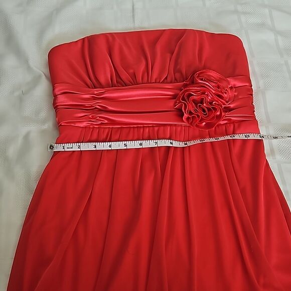 Jolie Strapless Fit & Flare Midi Dress With Rose Embellishment Size 10 Red - Picture 11 of 16